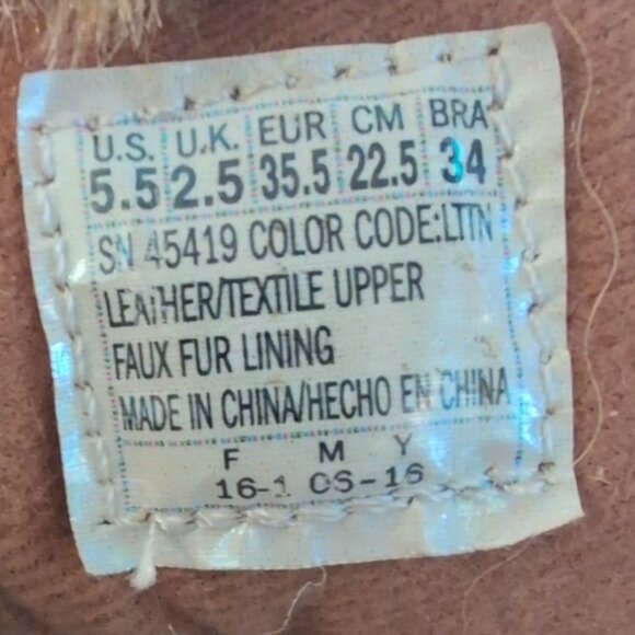 Skechers Originals Women's 5.5 Brown Leather Boots Faux Fur Side Zip Lace Ups - Picture 6 of 6